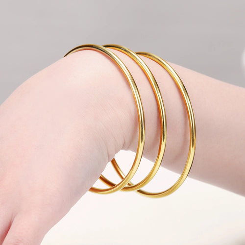 Bracelet Jonc Acier Inoxydable Doré Femme - Design Minimaliste Élégant