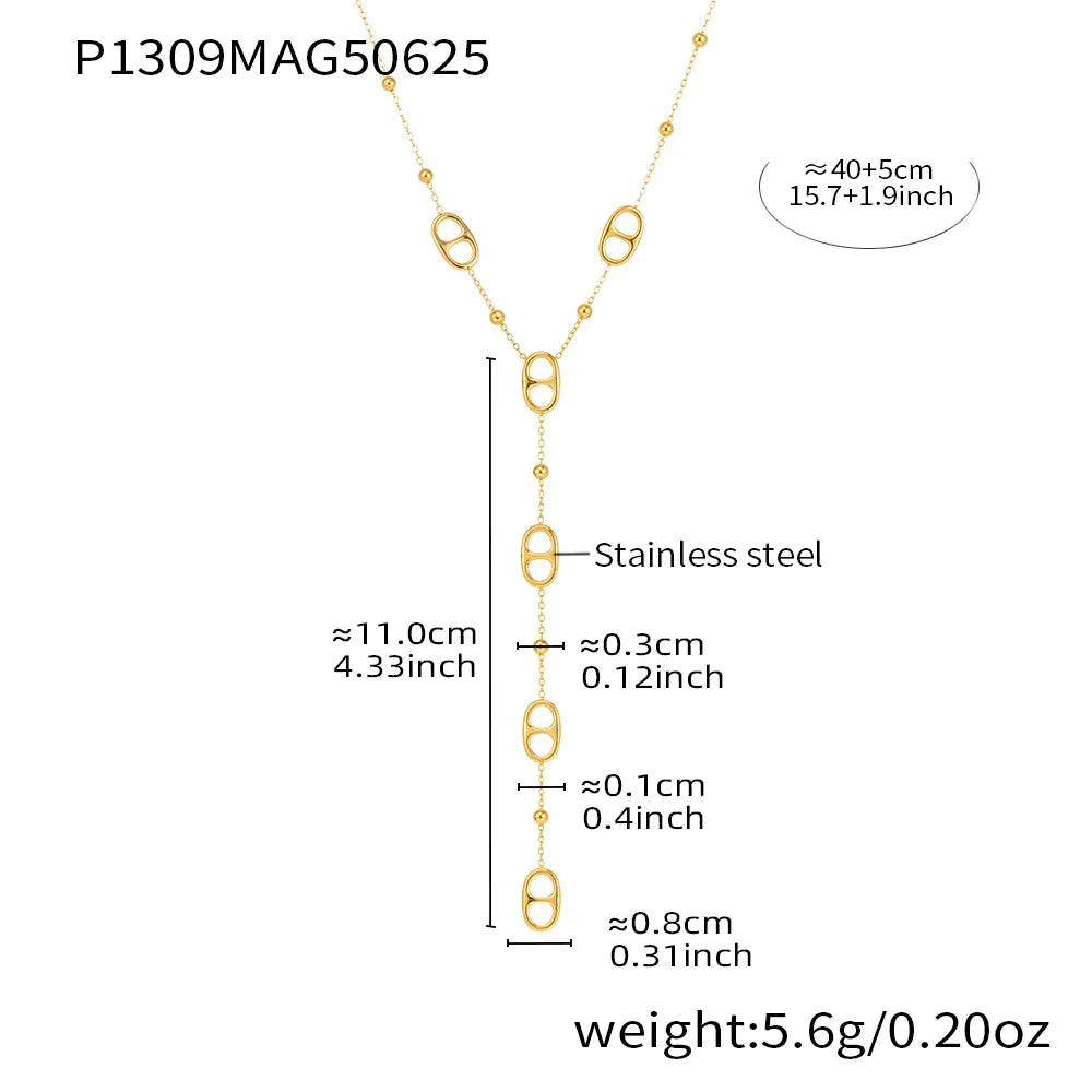 Collier Chaîne Longue Or Femme - Acier Inoxydable Plaqué Or PVD