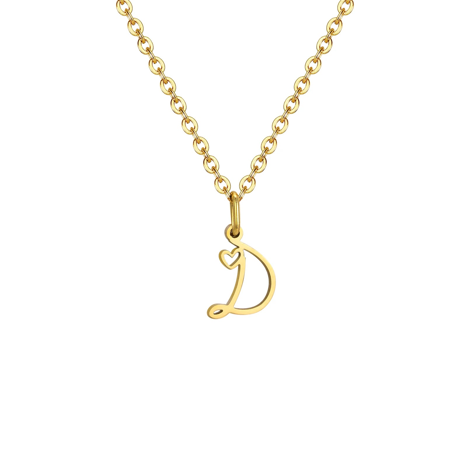Collier Pendentif Initiale Cœur Or Femme - Lettre Personnalisée A-Z Acier Inoxydable