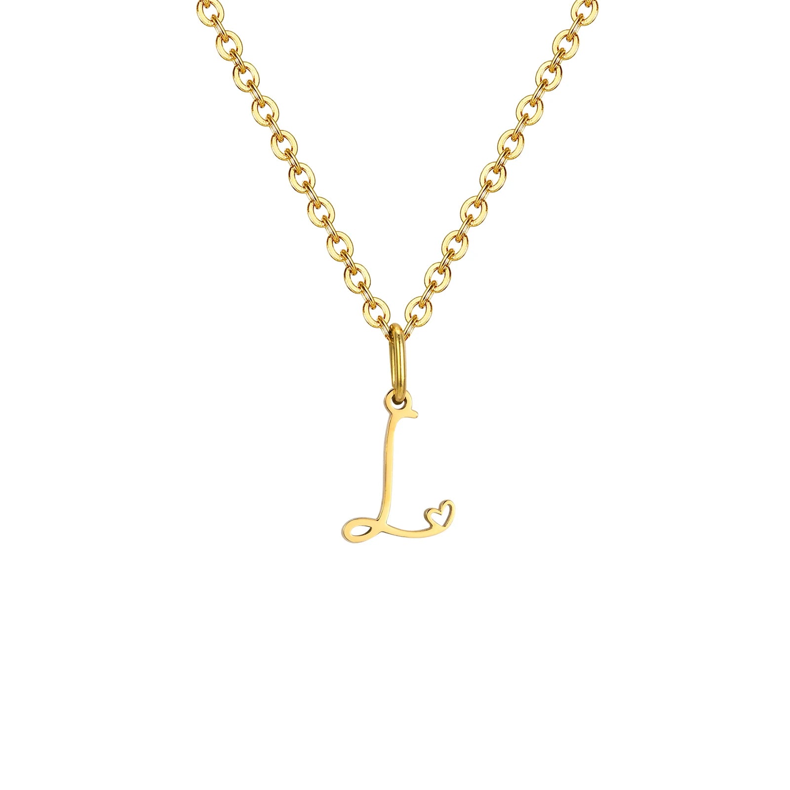Collier Pendentif Initiale Cœur Or Femme - Lettre Personnalisée A-Z Acier Inoxydable