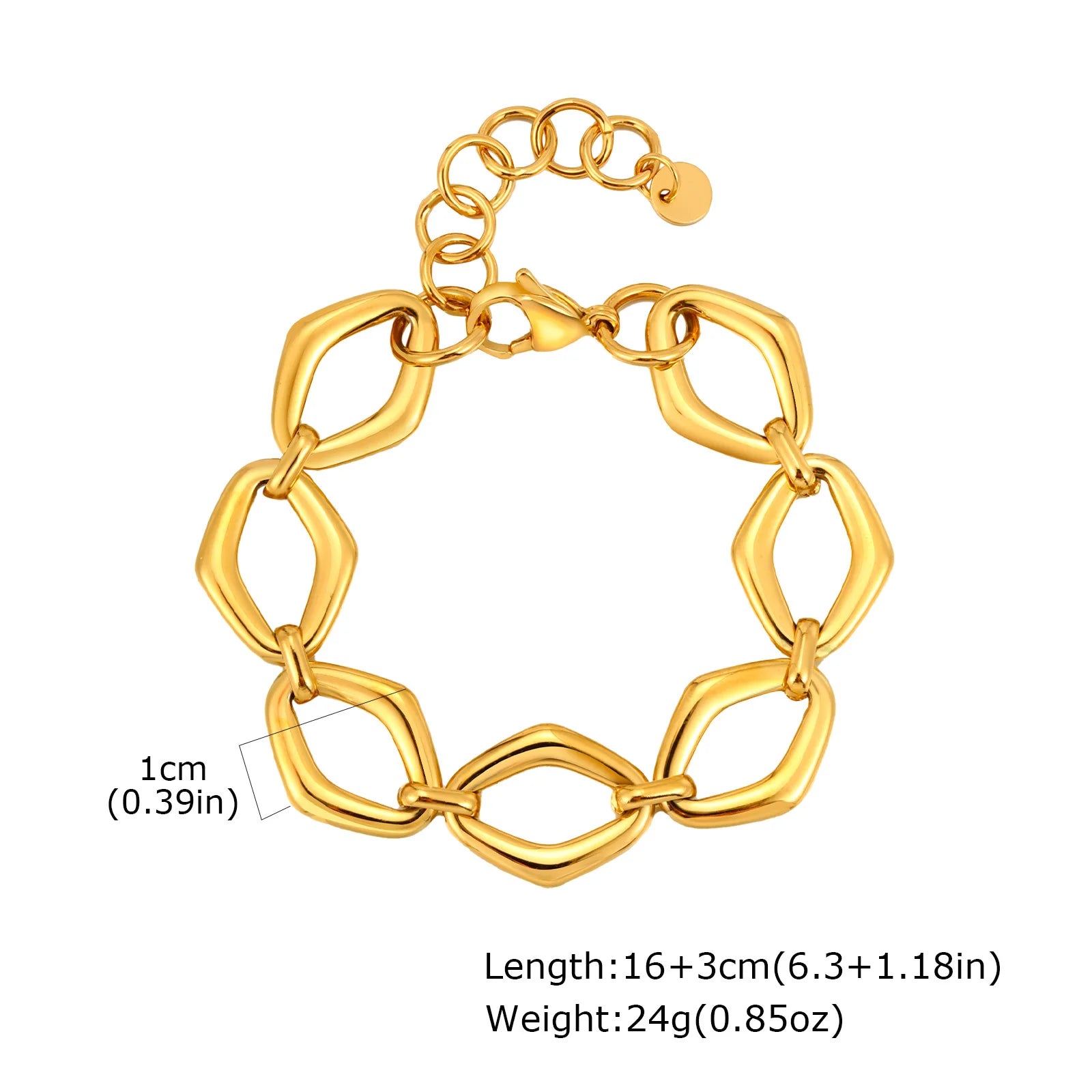 Bracelet Chaîne Maillons Larges Or Femme - Acier Inoxydable Plaqué Or Waterproof