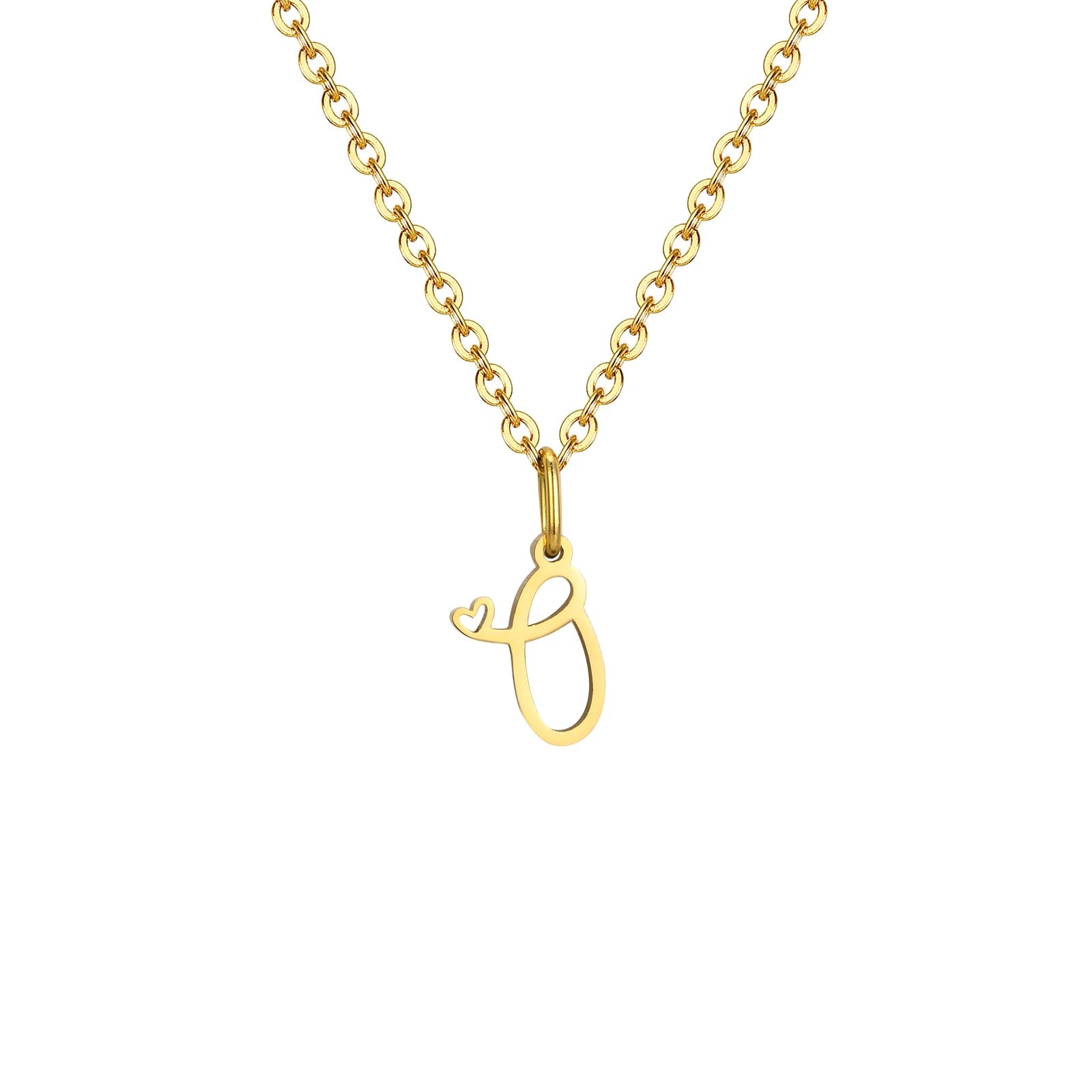 Collier Pendentif Initiale Cœur Or Femme - Lettre Personnalisée A-Z Acier Inoxydable