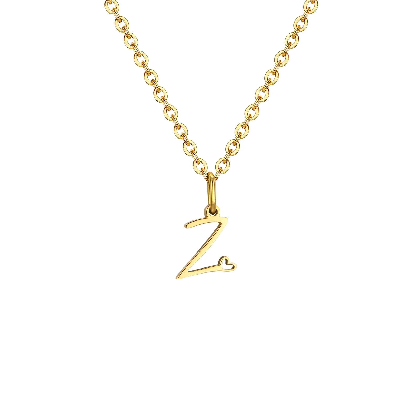 Collier Pendentif Initiale Cœur Or Femme - Lettre Personnalisée A-Z Acier Inoxydable