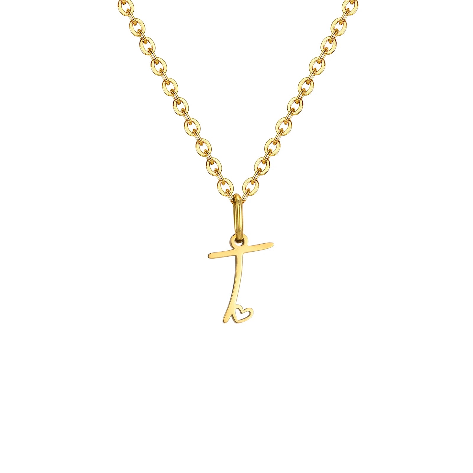 Collier Pendentif Initiale Cœur Or Femme - Lettre Personnalisée A-Z Acier Inoxydable