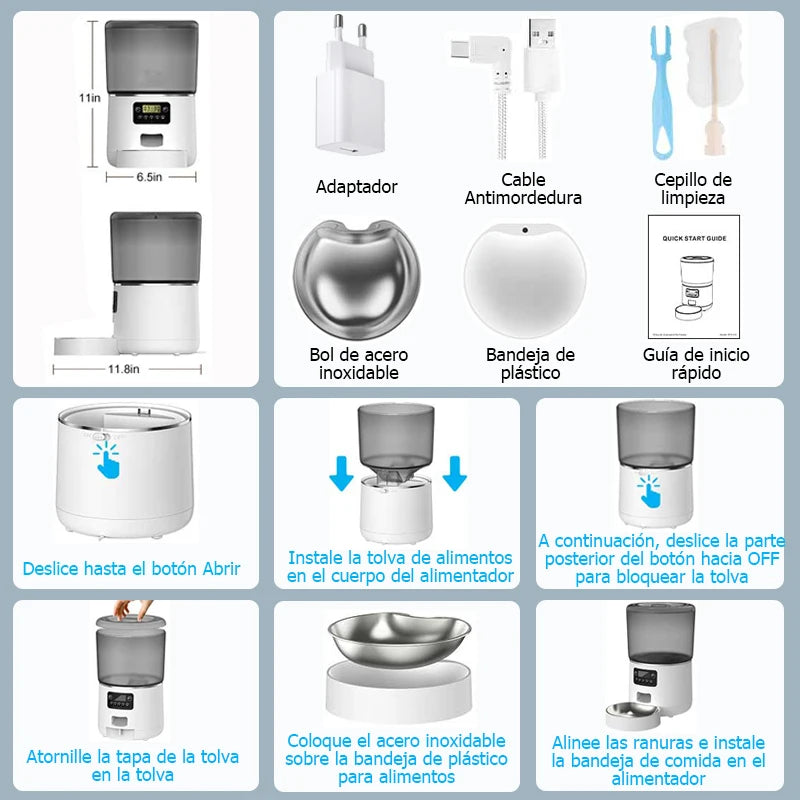 Distributeur Automatique Nourriture Chat Chien 4L - Programmable Smart