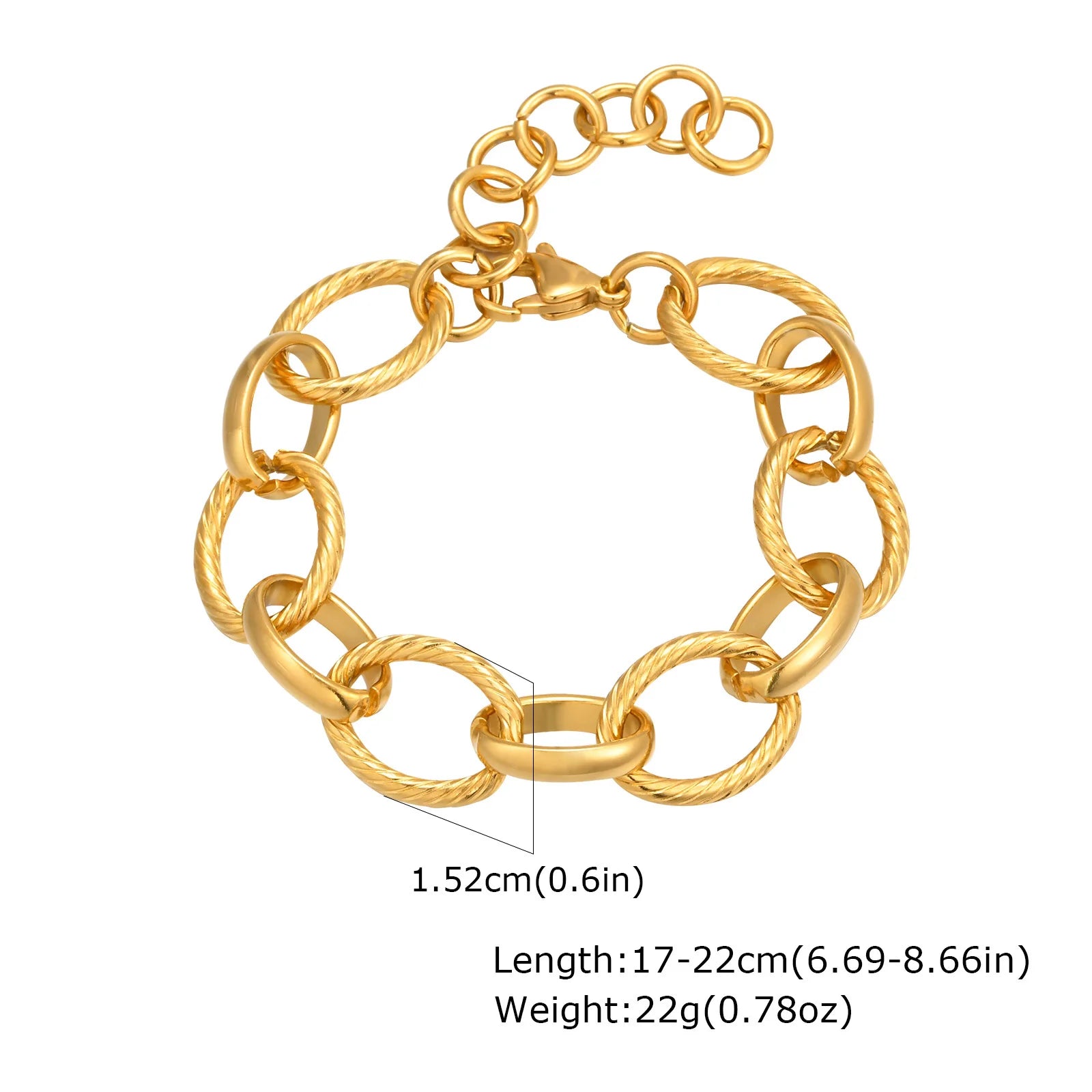 Bracelet Chaîne Maillons Larges Or Femme - Acier Inoxydable Plaqué Or Waterproof