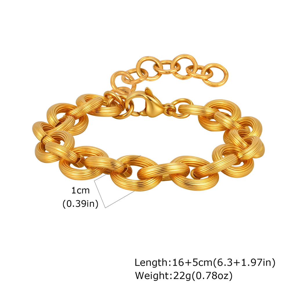Bracelet Chaîne Maillons Larges Or Femme - Acier Inoxydable Plaqué Or Waterproof