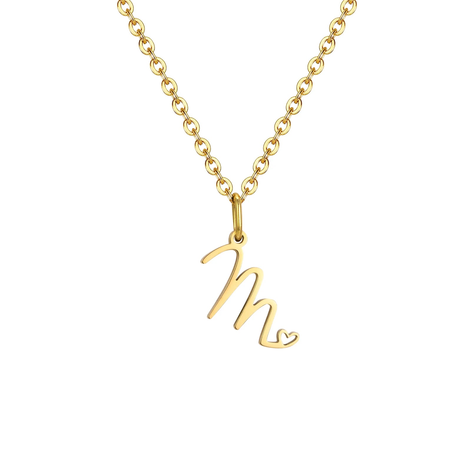 Collier Pendentif Initiale Cœur Or Femme - Lettre Personnalisée A-Z Acier Inoxydable