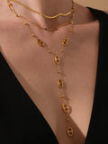 Collier Chaîne Longue Or Femme - Acier Inoxydable Plaqué Or PVD