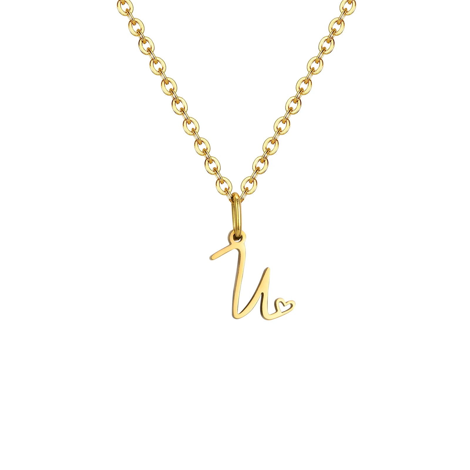Collier Pendentif Initiale Cœur Or Femme - Lettre Personnalisée A-Z Acier Inoxydable
