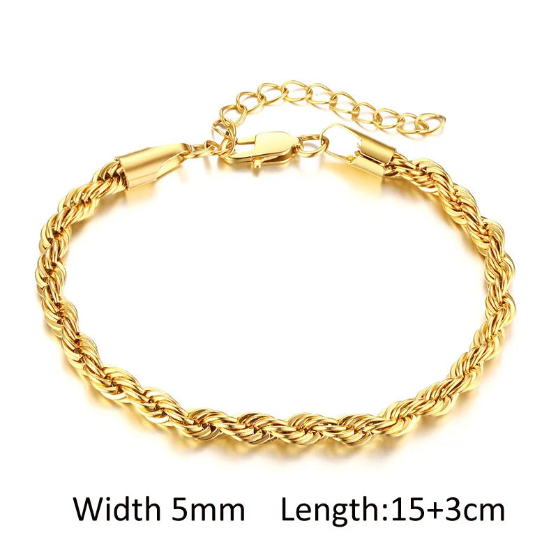 Bracelet Chaîne Maillons Larges Or Femme - Acier Inoxydable Plaqué Or Waterproof