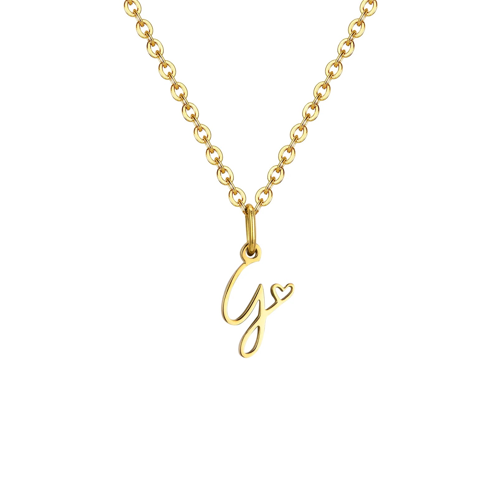 Collier Pendentif Initiale Cœur Or Femme - Lettre Personnalisée A-Z Acier Inoxydable