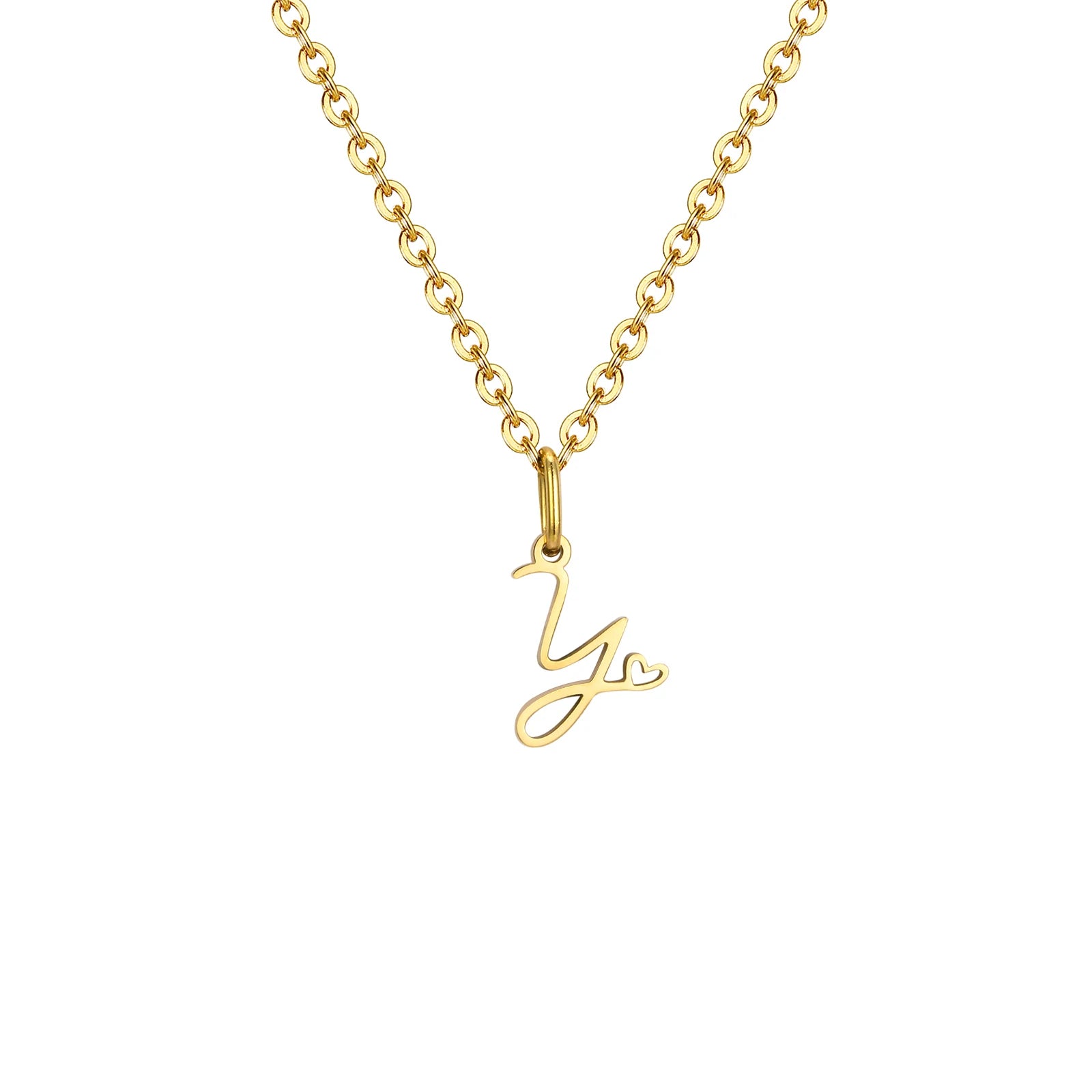 Collier Pendentif Initiale Cœur Or Femme - Lettre Personnalisée A-Z Acier Inoxydable
