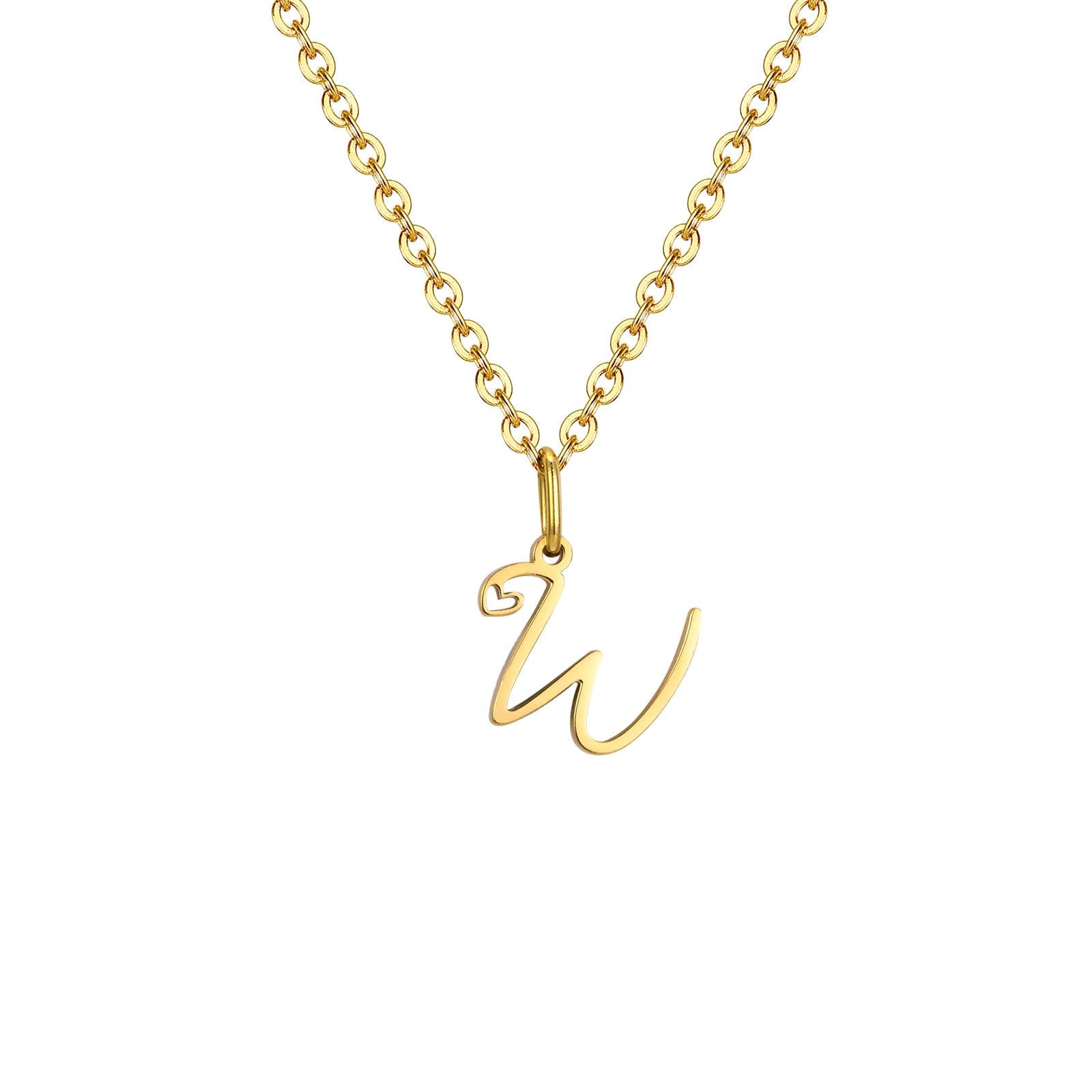 Collier Pendentif Initiale Cœur Or Femme - Lettre Personnalisée A-Z Acier Inoxydable