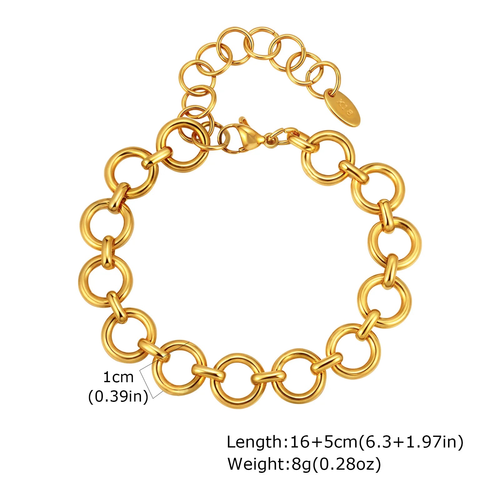 Bracelet Chaîne Maillons Larges Or Femme - Acier Inoxydable Plaqué Or Waterproof