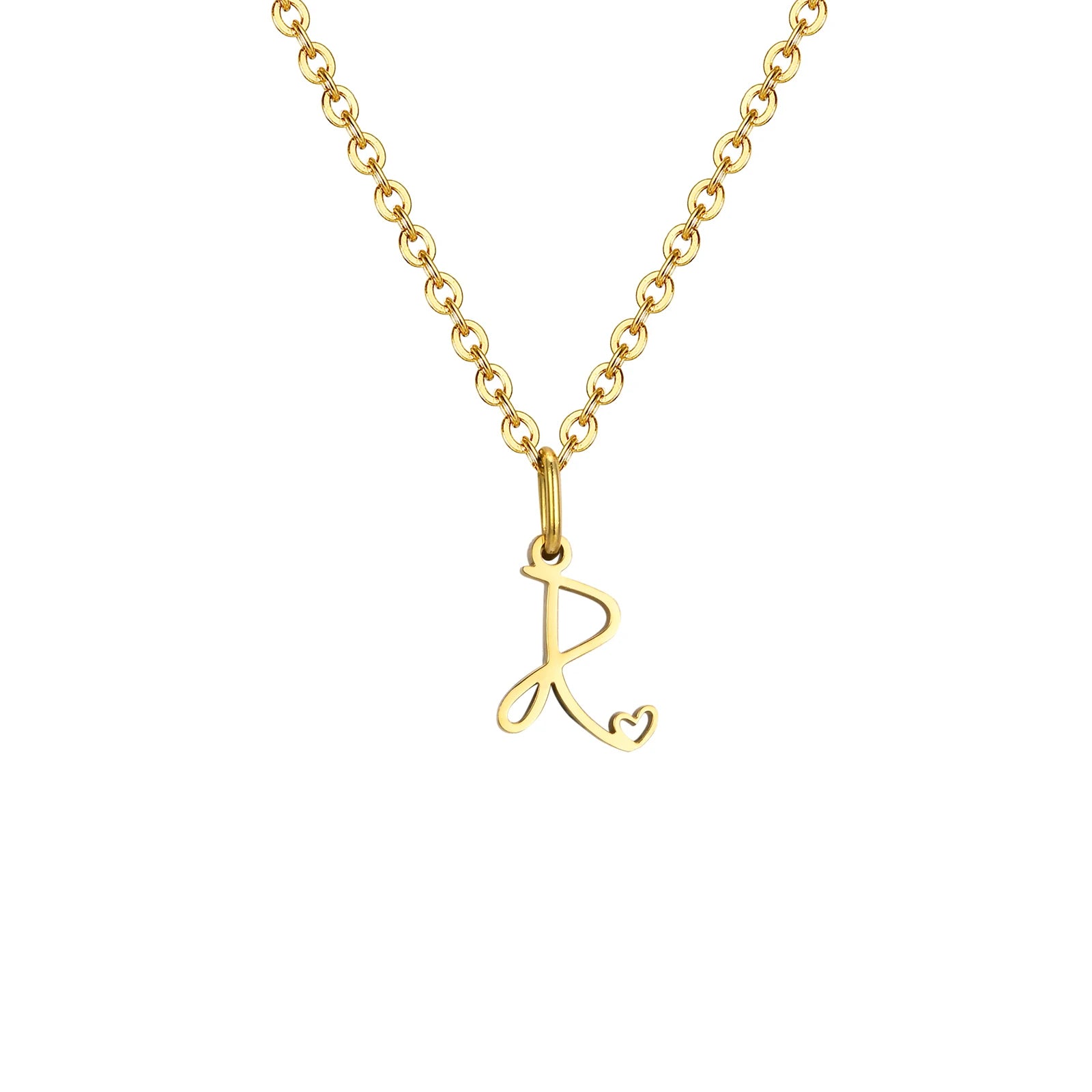 Collier Pendentif Initiale Cœur Or Femme - Lettre Personnalisée A-Z Acier Inoxydable