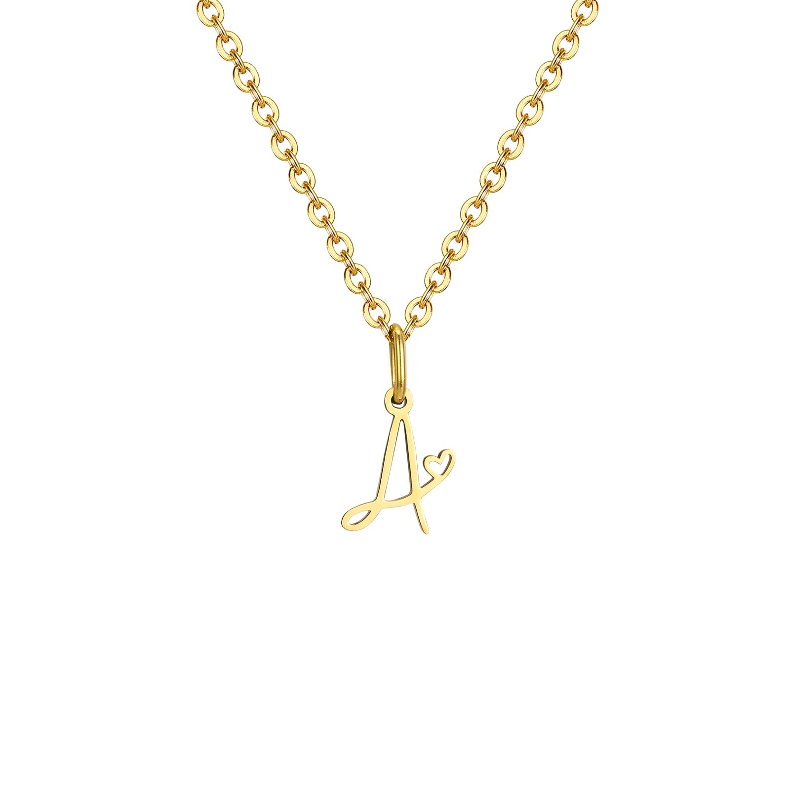 Collier Pendentif Initiale Cœur Or Femme - Lettre Personnalisée A-Z Acier Inoxydable