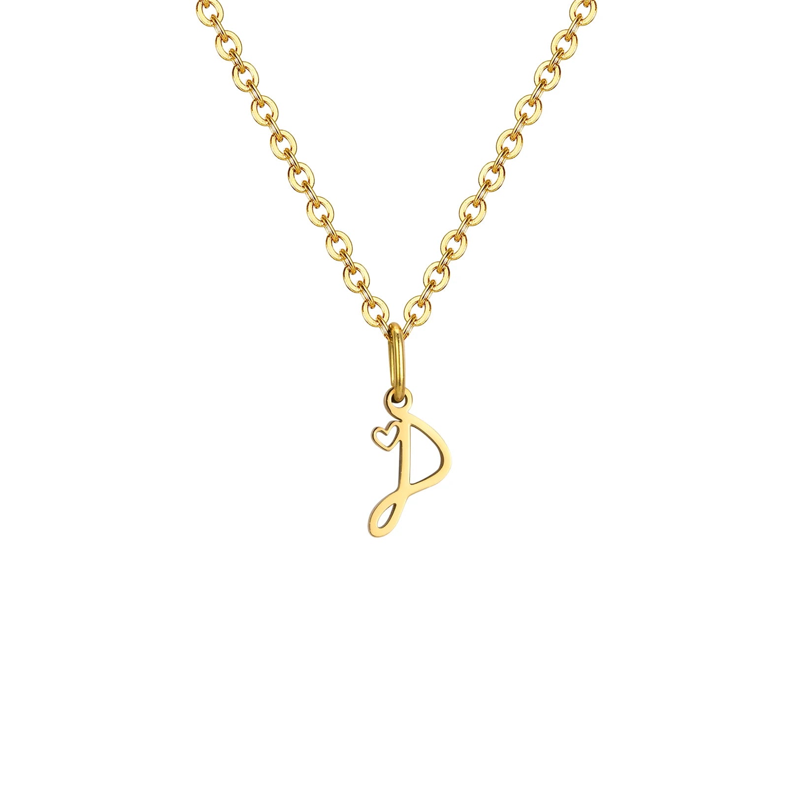 Collier Pendentif Initiale Cœur Or Femme - Lettre Personnalisée A-Z Acier Inoxydable